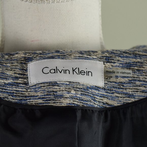 Calvin Klein Blue Cotton Tweed Blazer - Picture 5 of 6
